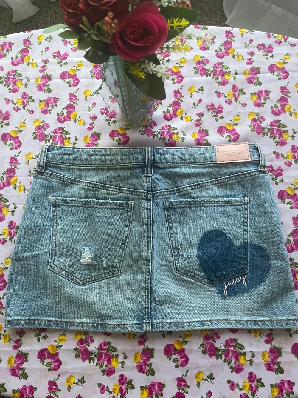 Juicy Couture Light Blue Distressed Denim Mini Skirt - Picture 2 of 2